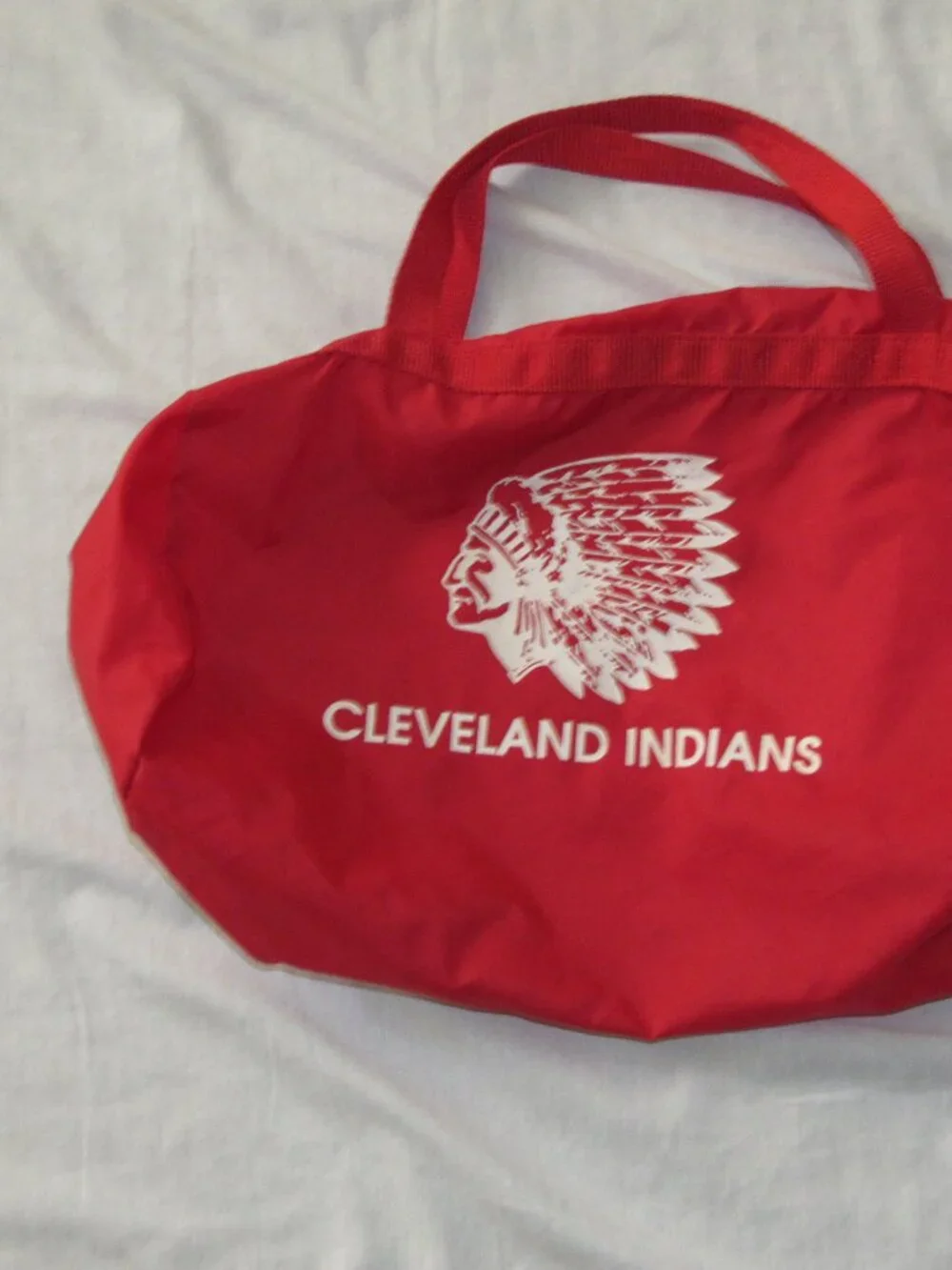 Vintage Cleveland Indians Chief Red Nylon Gym Duffel Bag